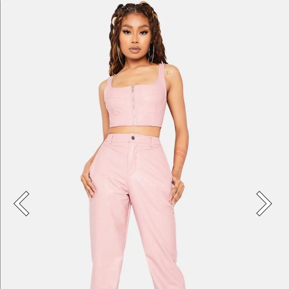 DOLLS KILL pink matching vegan leather set